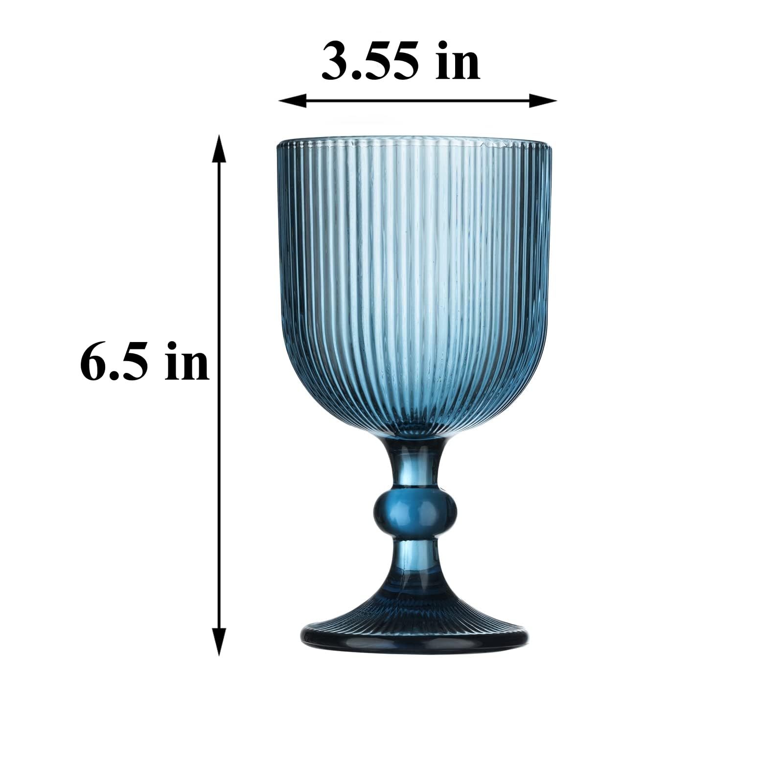 Taganov Blue Water Goblets Glassware Vintage Wine Glasses Set Of 6 Stem Glasses Drinking Stemware 12 Ounces For Wedding Party Bar Twill Pattern 350 Ml - View #3