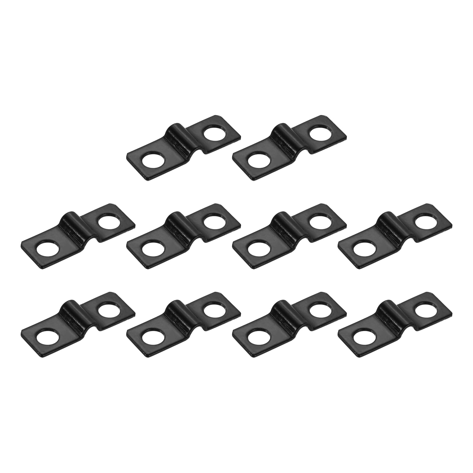 sourcing map 1/8 Inch U-Shaped Pipe Clamp, 50Pcs U Tube Strap Tension Clips Carbon Steel Double Hole Strap Clamp for Pipe Tube Cable Fixing (3mm, Black)