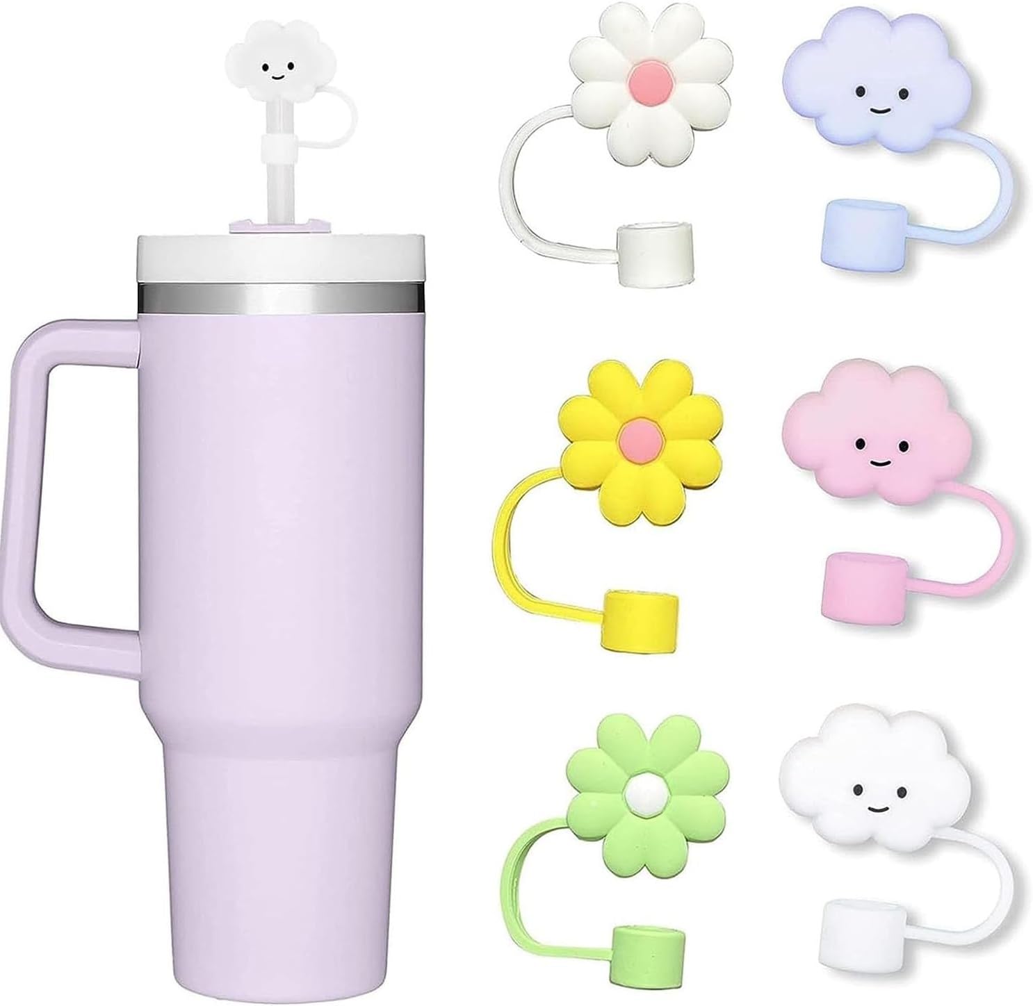 Wawasia 6pcs Straw Covers Cap, 10mm Straw Cover for Stanley Cup 40 oz 30 oz, Topper Tips Cover Protector Plugs, Dust-Proof Drinking Straw Caps for Reusable Straws Tips Lids