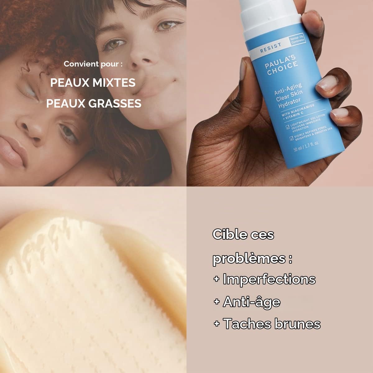 Paula's Choice Anti Âge Crème Hydratante Purifiante, Peau Grasse, 50 ml | Crème de Nuit Visage Anti-Âge - Réduit les Points Noirs & Taches Brunes - Lisse les Ridules - avec Niacinamide & Vitamine C