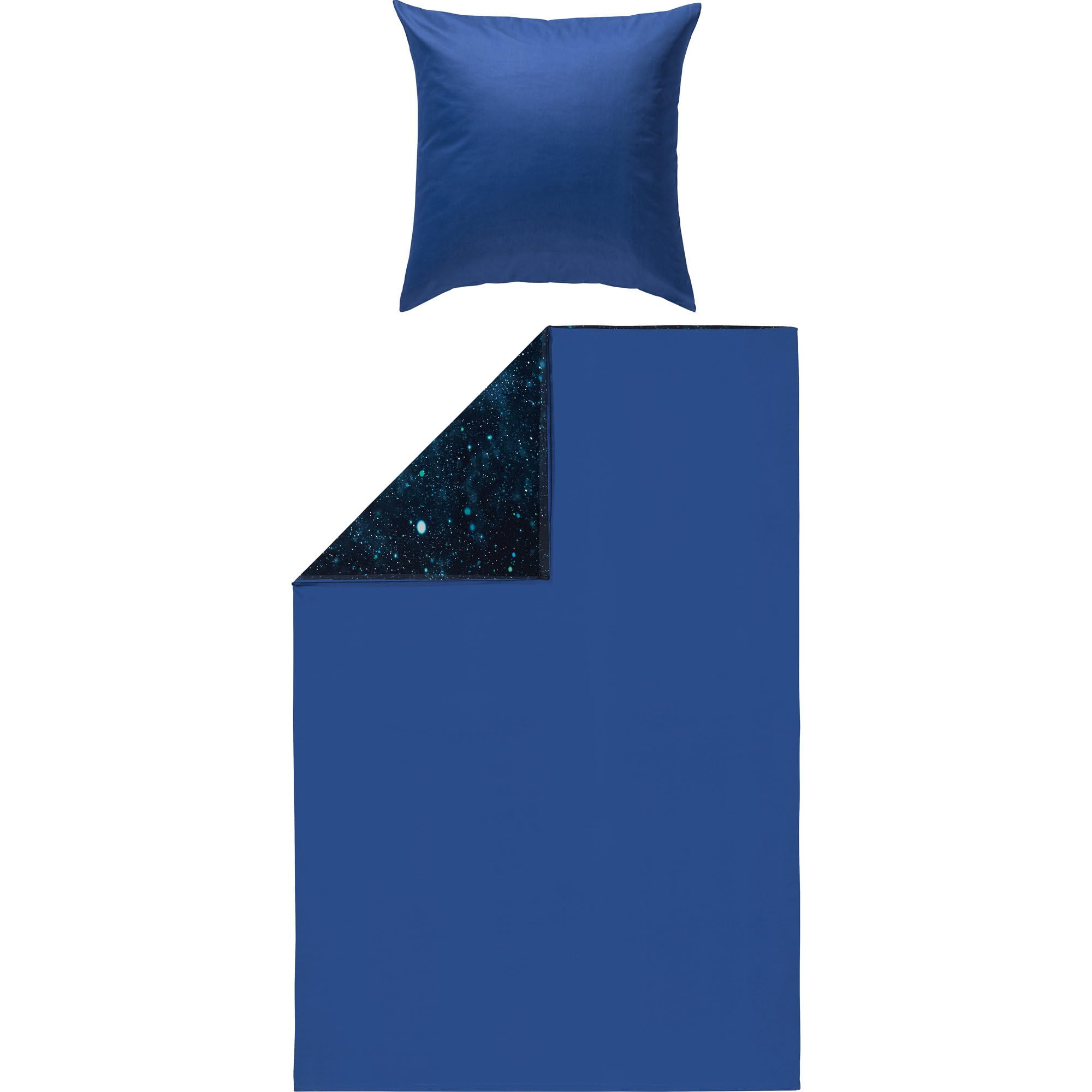 Erwin Müller Wendebettwäsche Mako-Satin ozeanblau Größe 1x 135x200 cm + 1x 80x80 cm