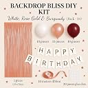 AMFIN (Pack of 34) Backdrop Bliss Birthday Decoration DIY Kit with Balloons, Fringe Curtain and Banner - White, Rose Gold & Burgundy gallery image