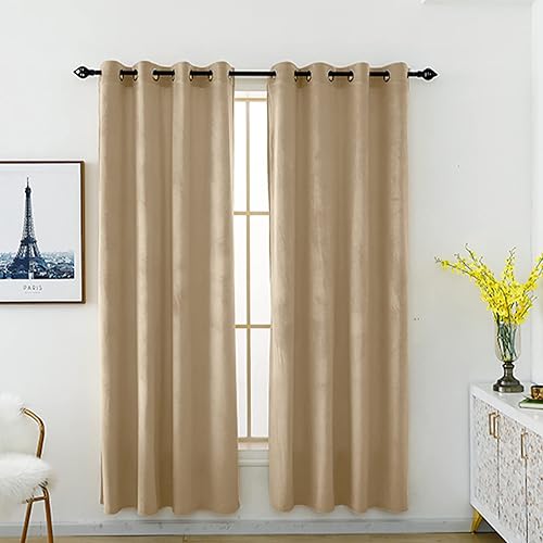 GZQIAWY Cortinas de terciopelo para sala de estar, dormitorio, comedor, estilo europeo, franela de lujo, opacas, decoración del hogar, ventanas de