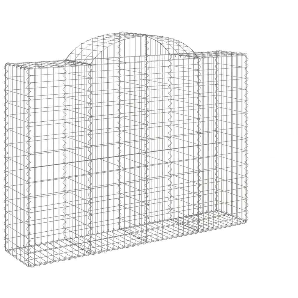Gaviones con arco alto, 3 unidades, 200 x 50 x 140/160 cm, hierro galvanizado, para barreras de jardín y protección visual como pared decorativa de gaviones de alambre robusto