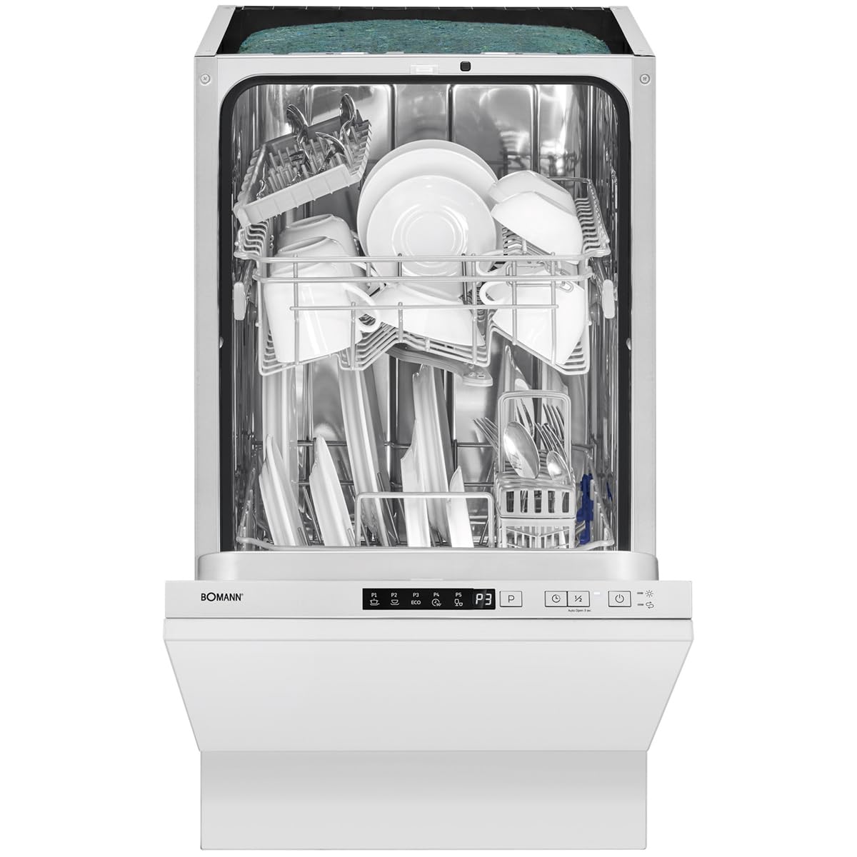 Bomann® Geschirrspüler 45 cm vollintegrierbar | Spülmaschine 45 cm für 10 Maßgedecke | Geschirrspüler 45cm mit 5 Programmen und 2 Sprühebenen | Programm-Startvorwahl: 1-24 h | GSPE 7420 VI