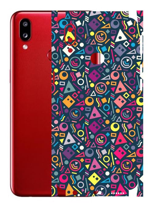 Image of AtOdds - Samsung Galaxy A10s Mobile Back Skin Sticker - Lamination - Rear Screen Guard Protector Film Wrap (Coverage - Back+Camera+Sides) (Design - Shapes Graffiti)