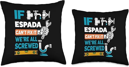 Miniatura 3 de Funny Plumber Custom Name if Espada Can't fix it We're All Throw Pillow, 18x18, Multicolor