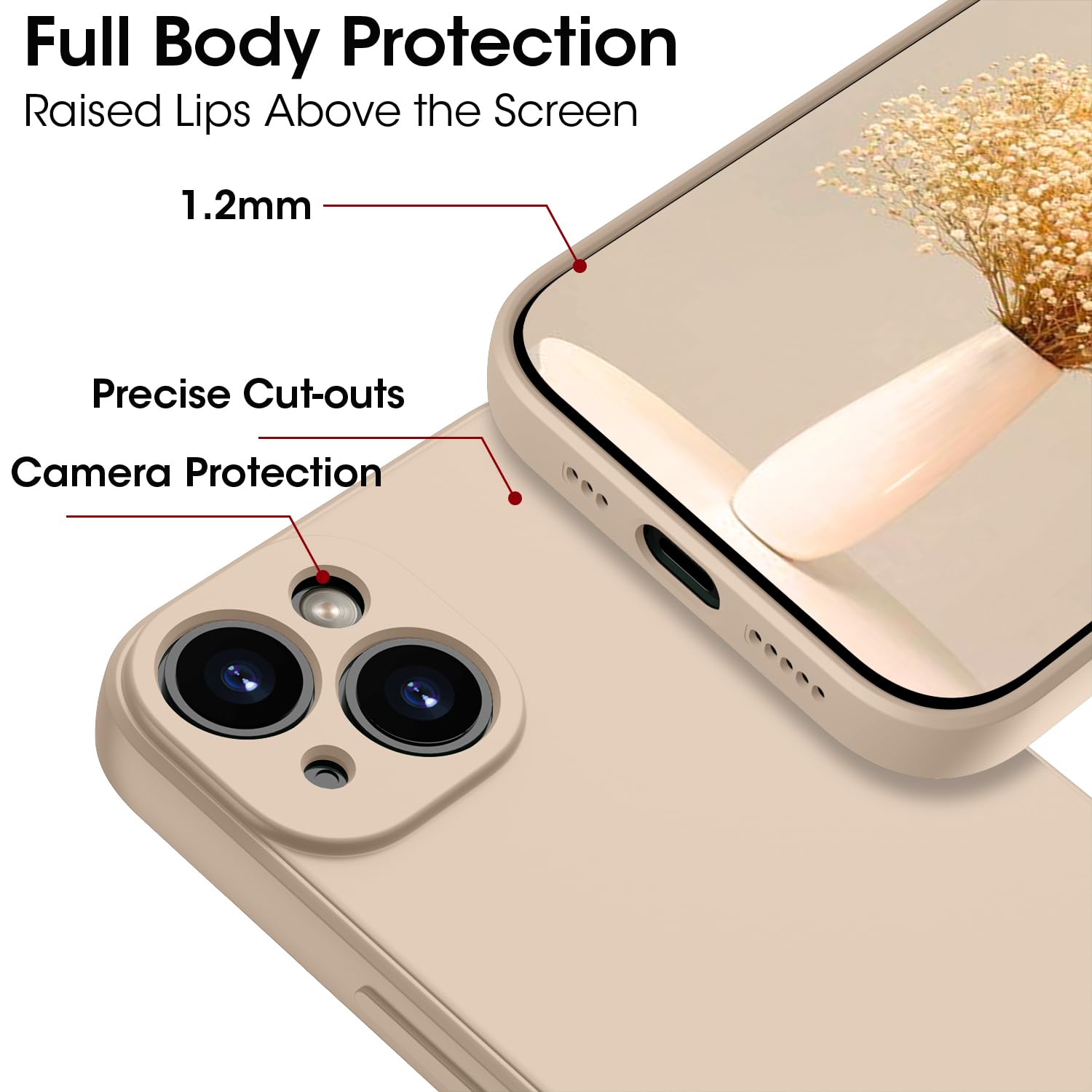 KPPIT Silicone Case for iPhone 15 6.1-Inch,Shockproof Cover with Microfiber Lining,Silky-Soft Touch Full-Body Protective Phone Case (Khaki) - Image 2