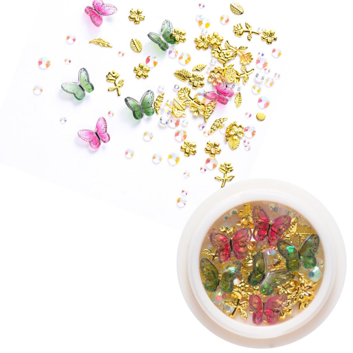 minkissy Decorazioni Per Unghie Con Strass e Rivetti Accessori Per Nail Art Adesivi Eleganti Per Unghie Naturali e Finte Per Manicure Casa e Salone