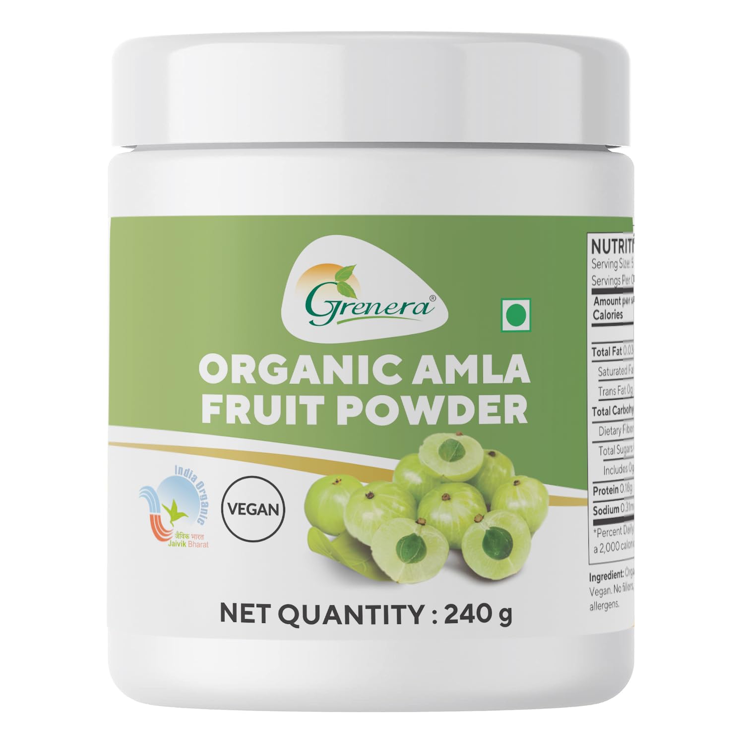 Grenera Amla Powder 240g (Emblica officinalis / Indian Gooseberry) for drinking and eating | For Skin, Hair Growth