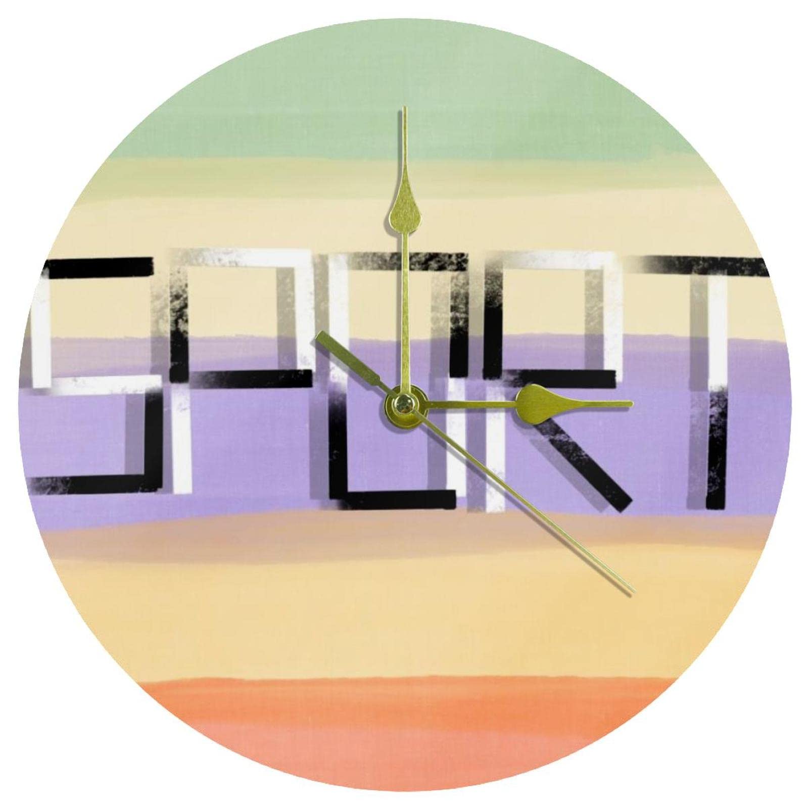 Horloge murale acrylique arc-en-ciel de 24 cm ronde et silencieuse