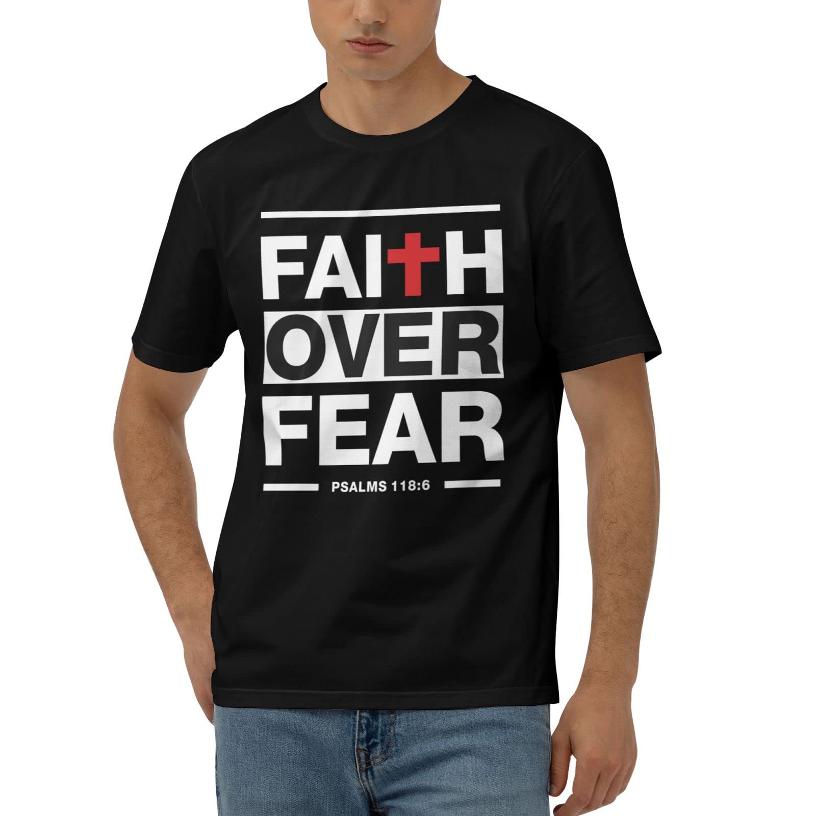T-shirt drôle pour femmes Faith Over Fear pour affirmer sa foi avec joie XL
