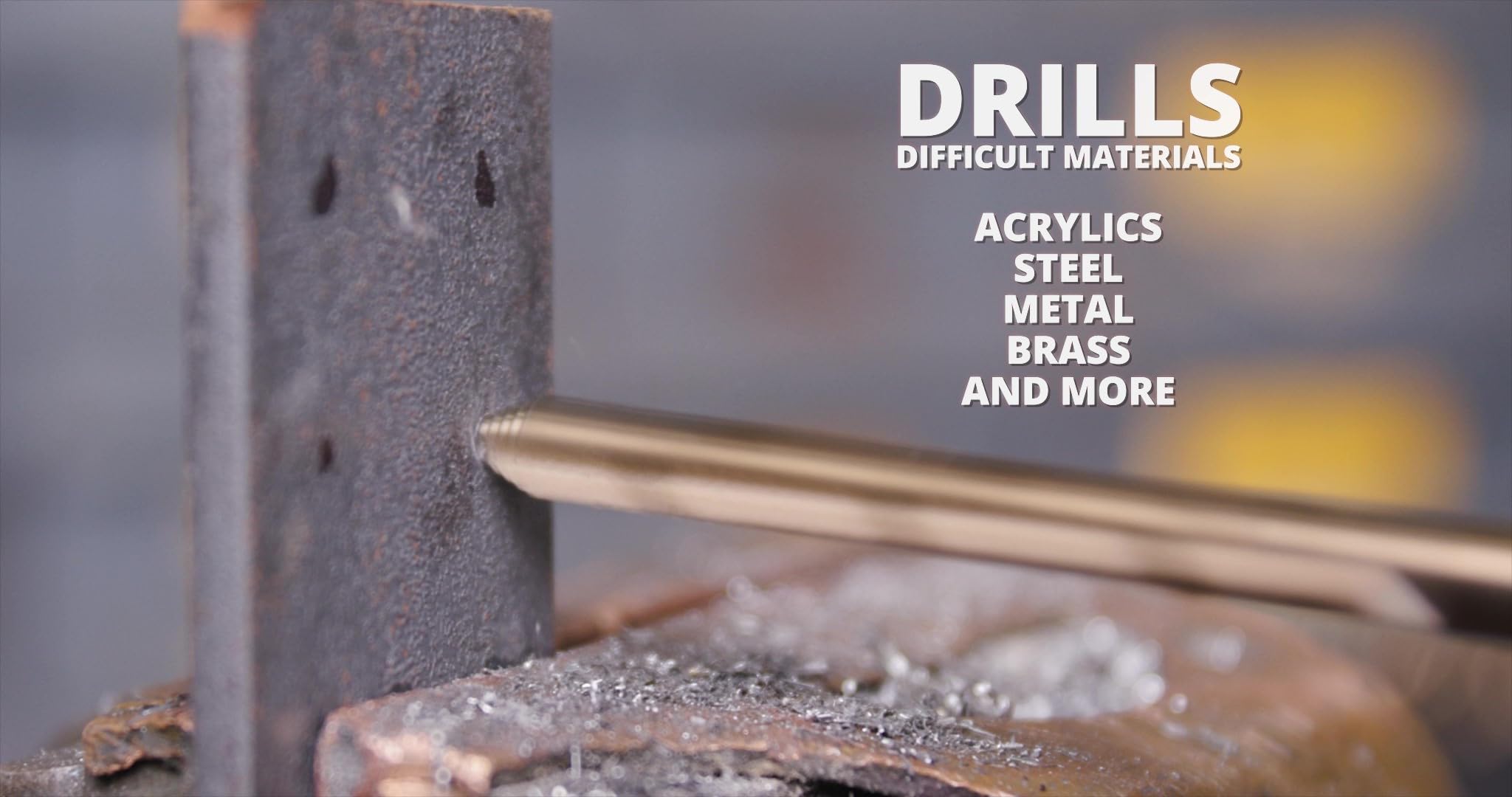 Drill America Broca escalonada de cobalto de 1 pulgada con vástago plano reducido de 1/2 pulgada, acabado de óxido de oro para taladrar acrílico, acero, metales duros, serie GSC