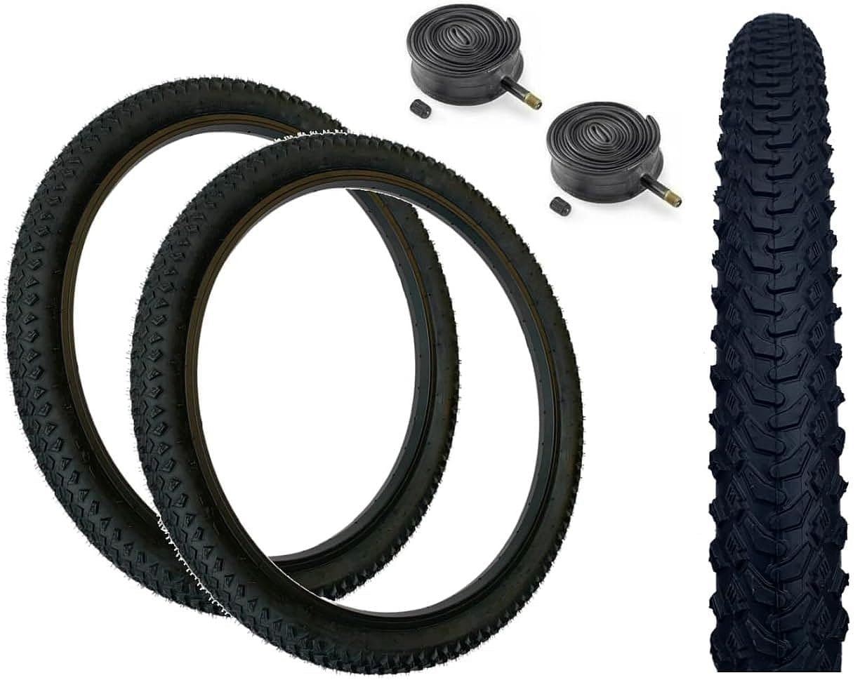 Baldys 16 x 2.0 Kids Mountain Bike Tyres BLACK & Schrader Valve Inner Tubes (PACK OF 2)