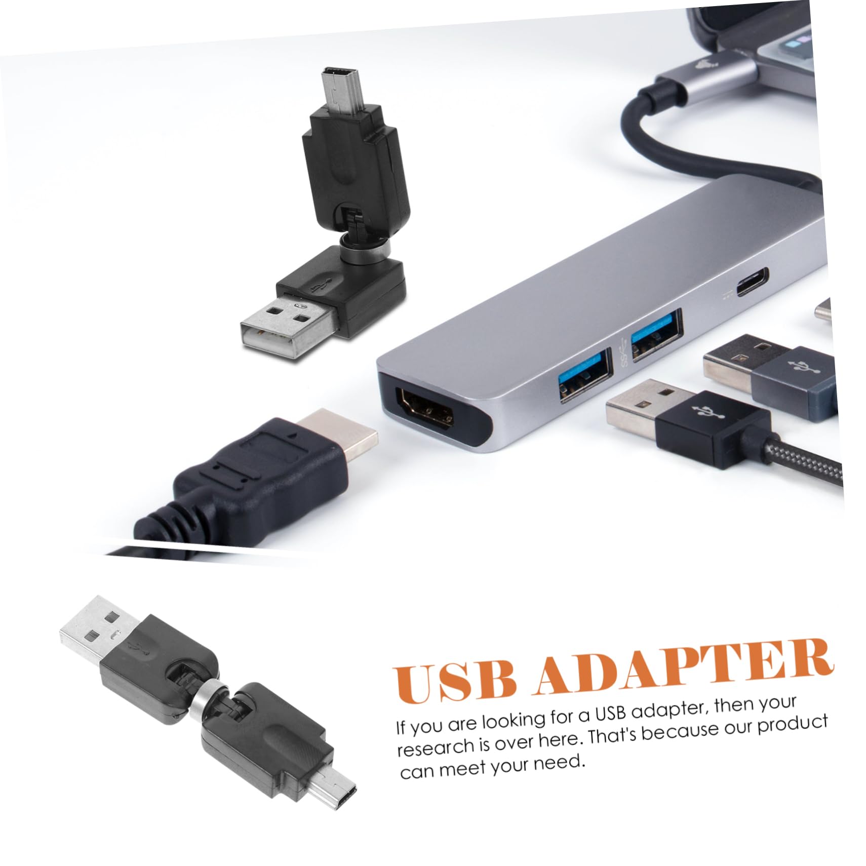 HOODANCOS USB to Mini USB Adapter Rotating Connector for Fast Data Transfer Compatible Smartphones Tablets and Computers Portable OTG Cable Accessory
