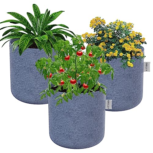 Image of Oriley Grow Bag Heavy Duty Geo Fabric Plant Pot Lightweight Bags Ideal for Gardening Balcony Terrace (Grey, Round, 300 GSM 4 x 4 inch Pack of 3)