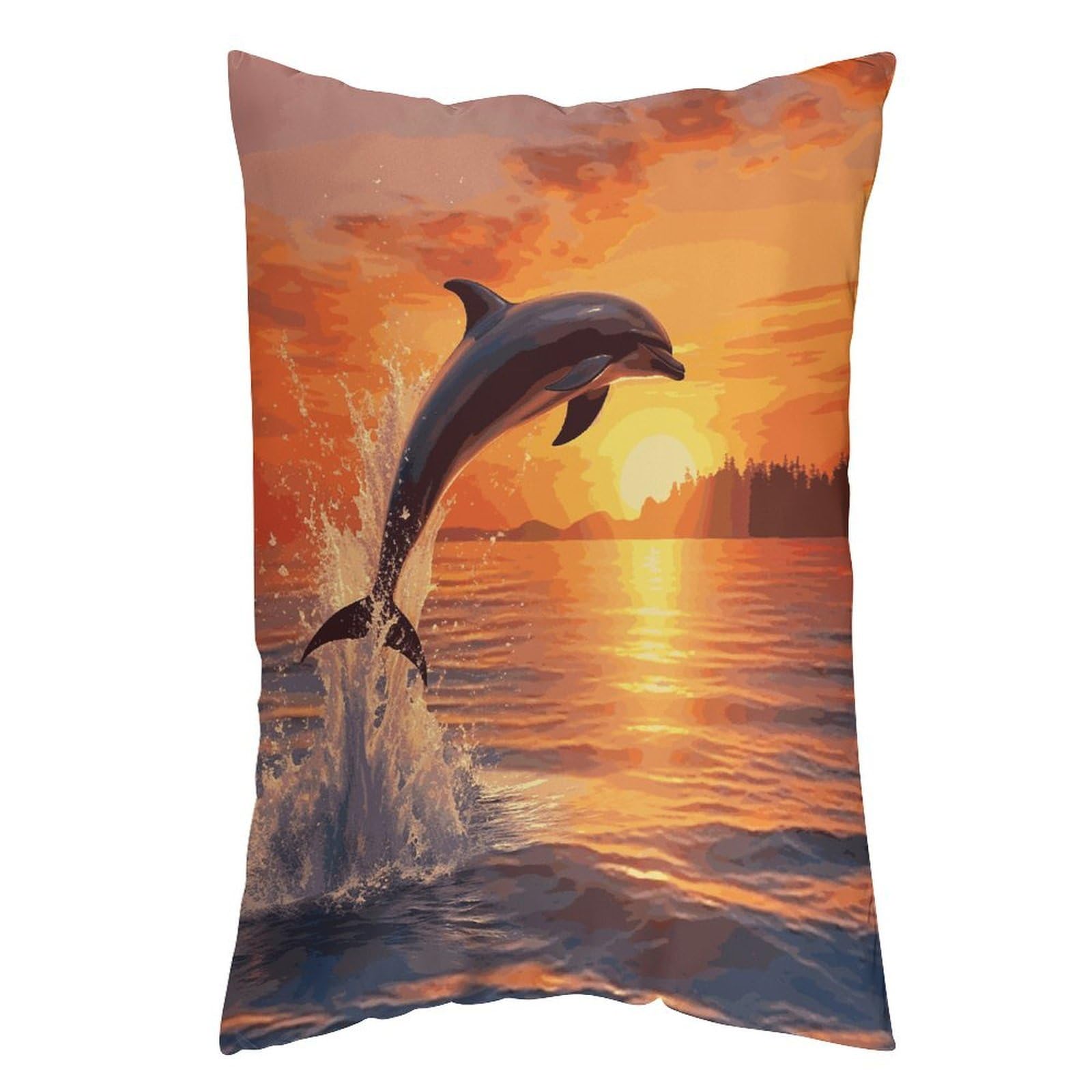 LDGSUPH Sunset Dolphin Pillow Cases Soft Pillowcase with Invisible Zipper Wrinkle Resistant Pillow Covers Breathable Removable Pillow Protector for Bed Sofa Car 12 "x20