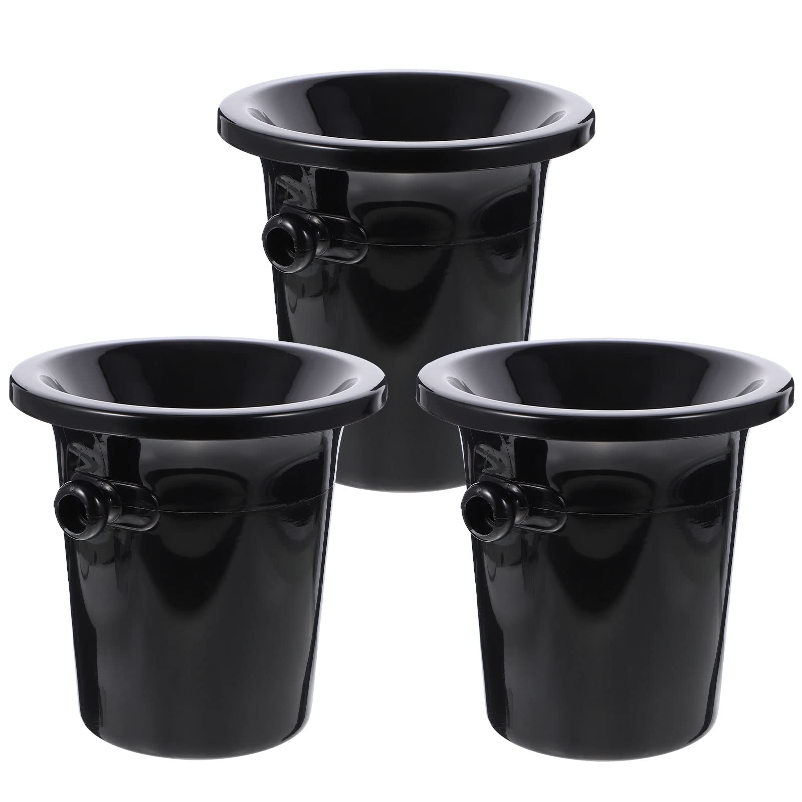 Escupideras para vino negras y cubos de bebidas redondos con asas para eventos, 3 uds