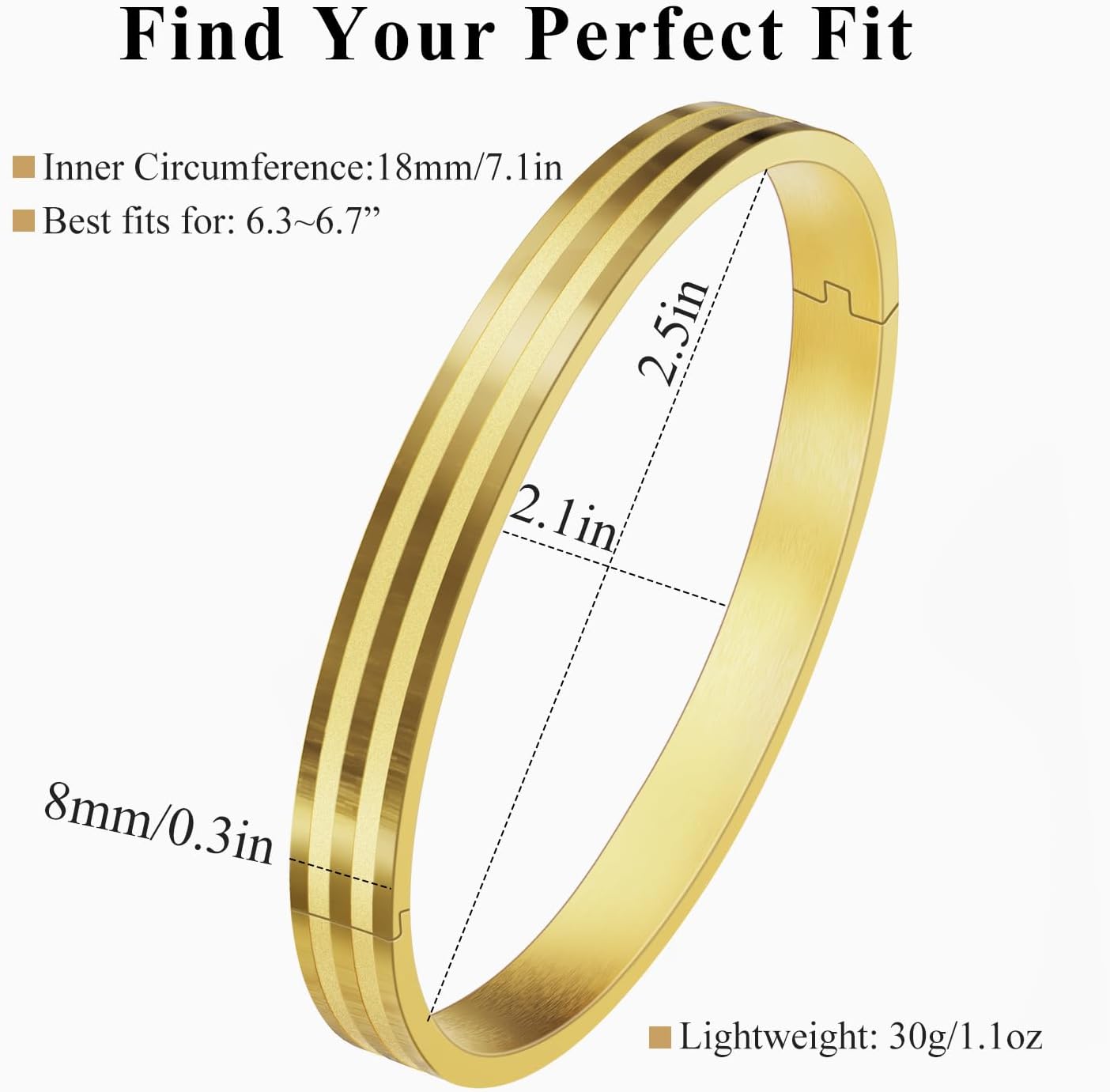 18K Gold Plated Love Bangles Bracelet for Women, Valentine's Day Gift, Friendship Bangles, Gold/Silver Stainless Steel Bangle Cuff, Non-tarnish & Waterproof, Trendy Jewelry for Birthday. - Image 4
