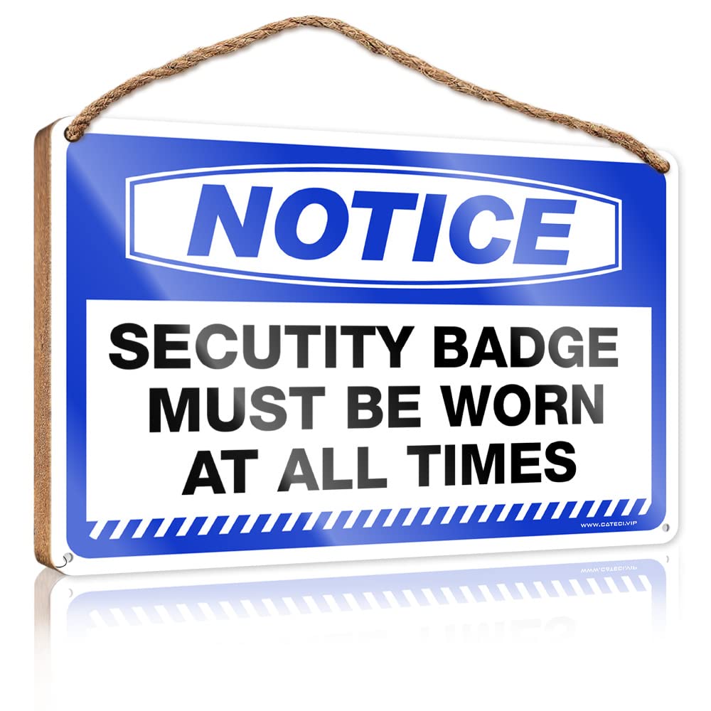 IBWNBBUSN Farmhouse Bathroom Sign Notice Secutity Badge Must Be Worn At All Times Wooden Sign The Room Decorations Country Decorations For Home
