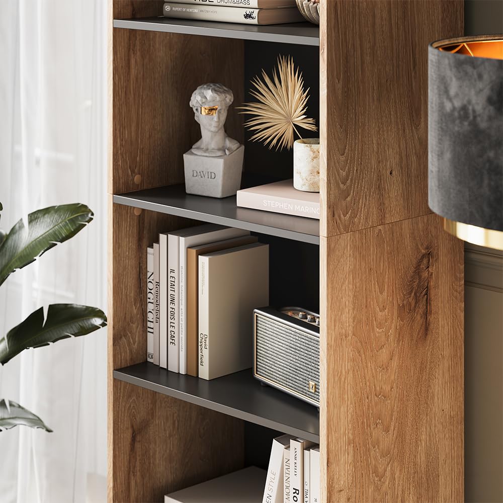 Vicco Regał na książki "Eliza", Viking Oak, 60 x 180 cm | z 5 przegródkami, convient pour le rangement de livres et d’objets de décoration