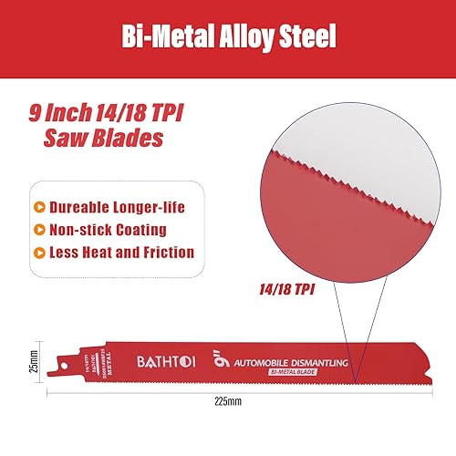 Miniatura 2 de Paquete de 25 hojas de sierra recíproca de 9 pulgadas, 1418 Tpi para corte de metal, cuchillas Sawzall de acero aleado de carburo para desmontaje de