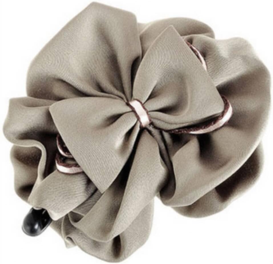 JSDY Women's Fabric Chiffon Bow Knot Hair Banana Clips 4.8x4.3'' Grey