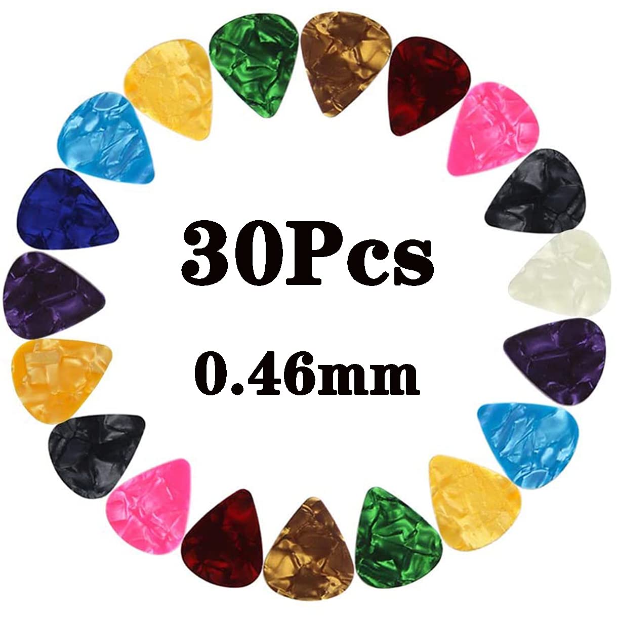 BOBOZHONG Guitar Picks,30PCS Guitar Plectrums Celluloid Pick, Premium Celluloid Picks for Acoustic Electric Guitars Bass or Ukulele（0.46MM）