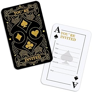 Cusrtyh 15 Sheets Playing Cards Themed Invitations card with with 15 Envelopesï¼ŒCasino Party Invitation Cardsï¼ŒPlaying Cards Themed Party Suppliesï¼ŒLas Vegasï¼ŒBirthday Party Supplies