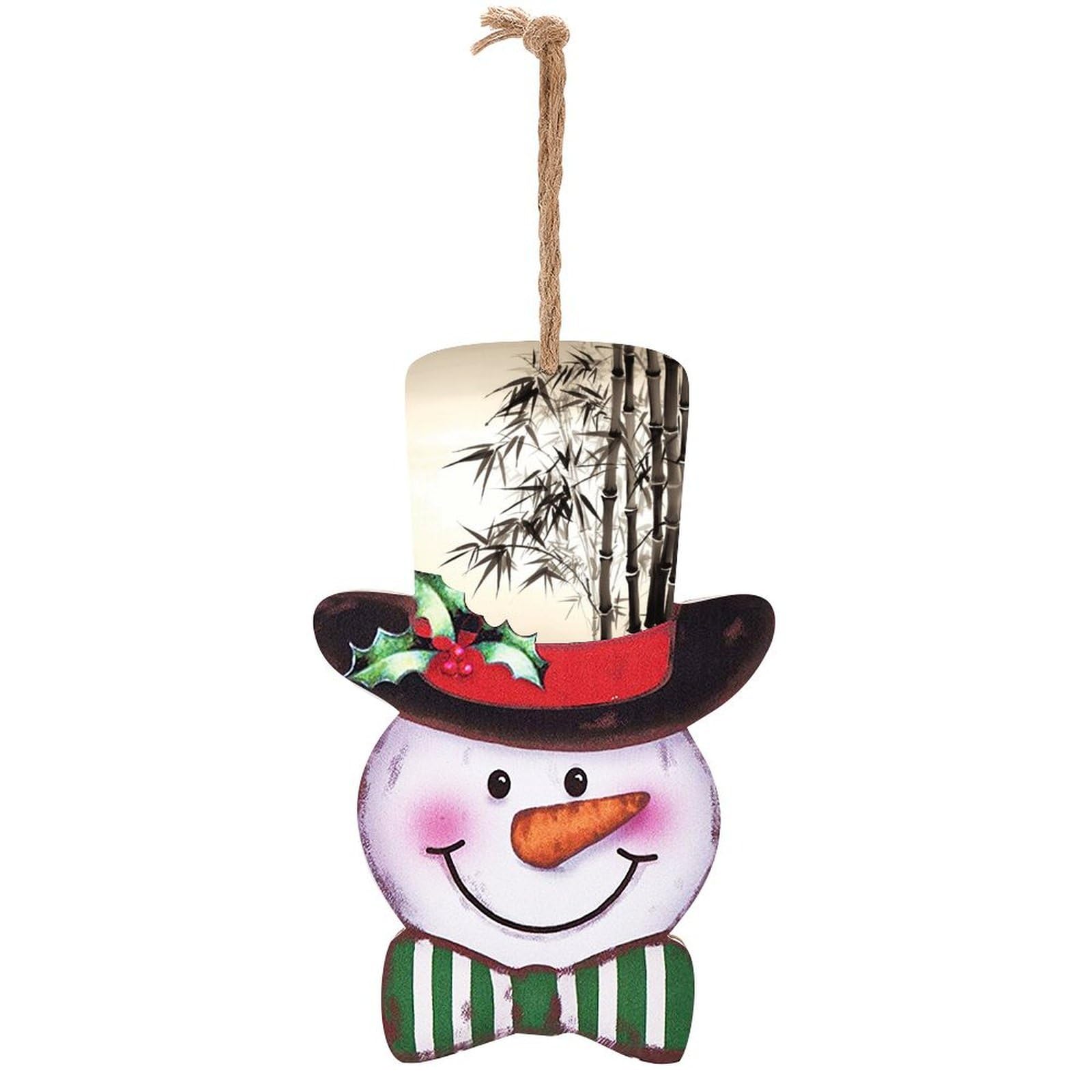Arbre en bambou et panneau de Noël en bois suspendu d'artisanat festif d'intérieur