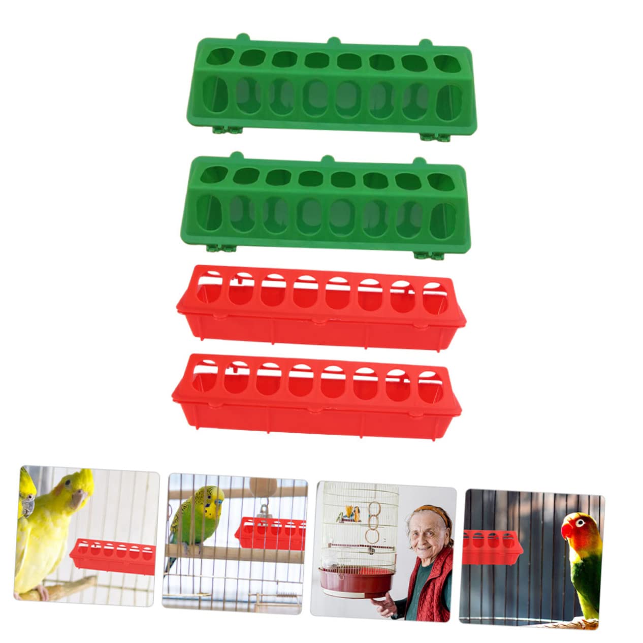 HANABASS Mangiatoia per Piccioni in Plastica 4 Pezzi Mangiatoia Professionale per Canarini e Pappagallini Facile da Pulire per Alimentazione Quotidiana