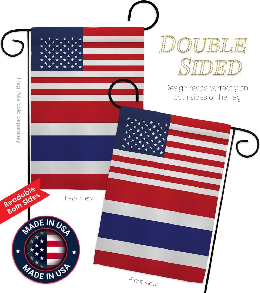 Americana Home & Garden Thailand US Friendship Garden Flag Regional Nation International World Country Particular Area House Decoration Banner Small Yard Gift Double-Sided, Made in USA