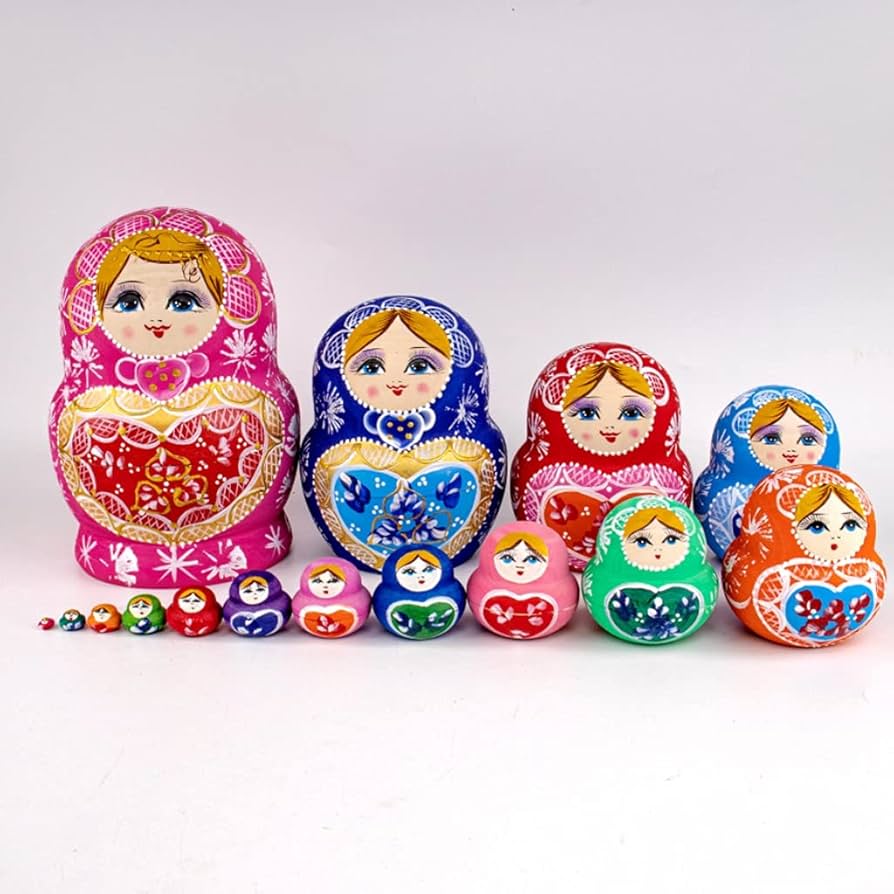ロシア製☆木製マトリョーシカ15体 Amazon.co.jp: マトリョーシカ15の大きなかさばるハートのセット