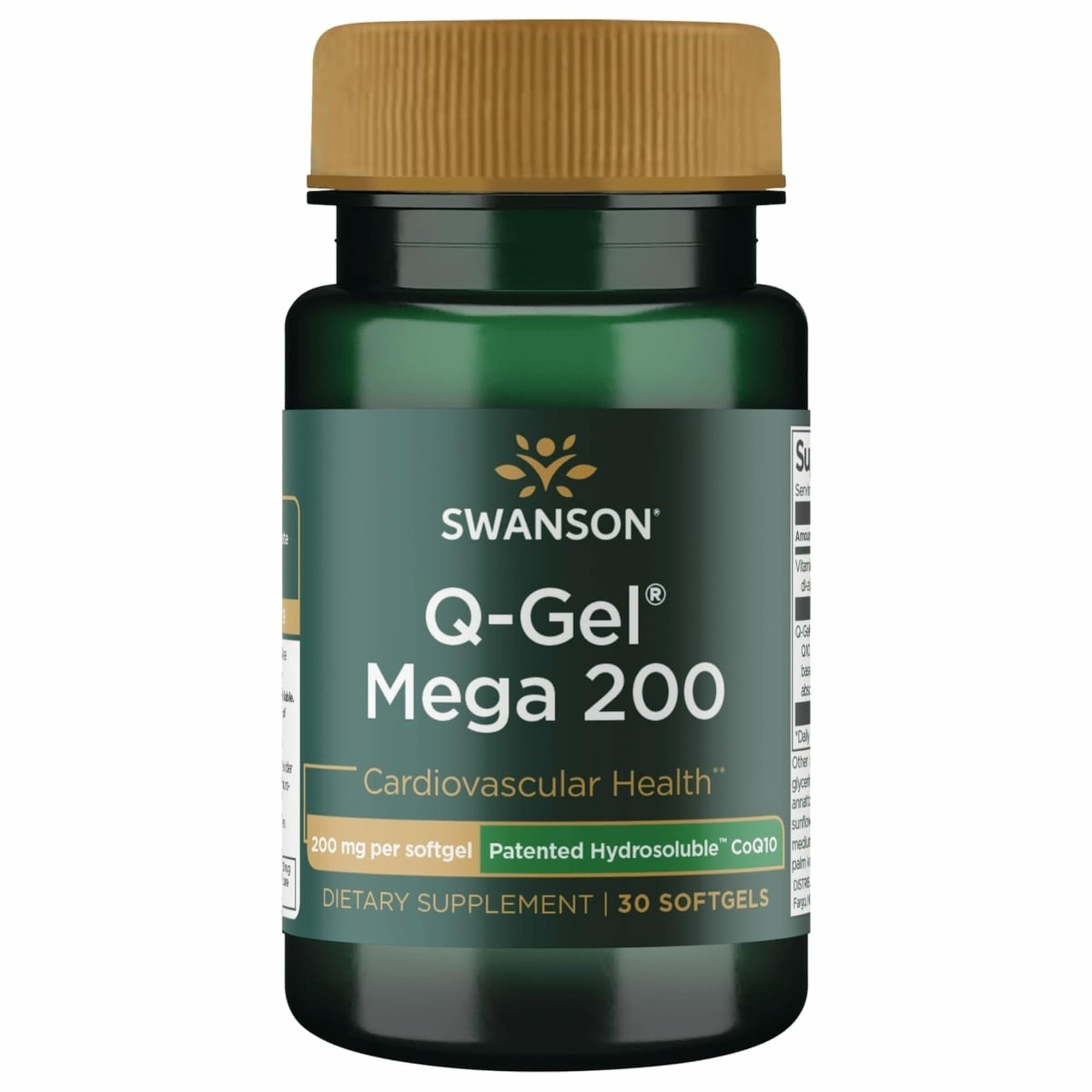 Swanson Q-Gel Mega 200 mg Hydrosoluble CoQ10, 30 Softgels