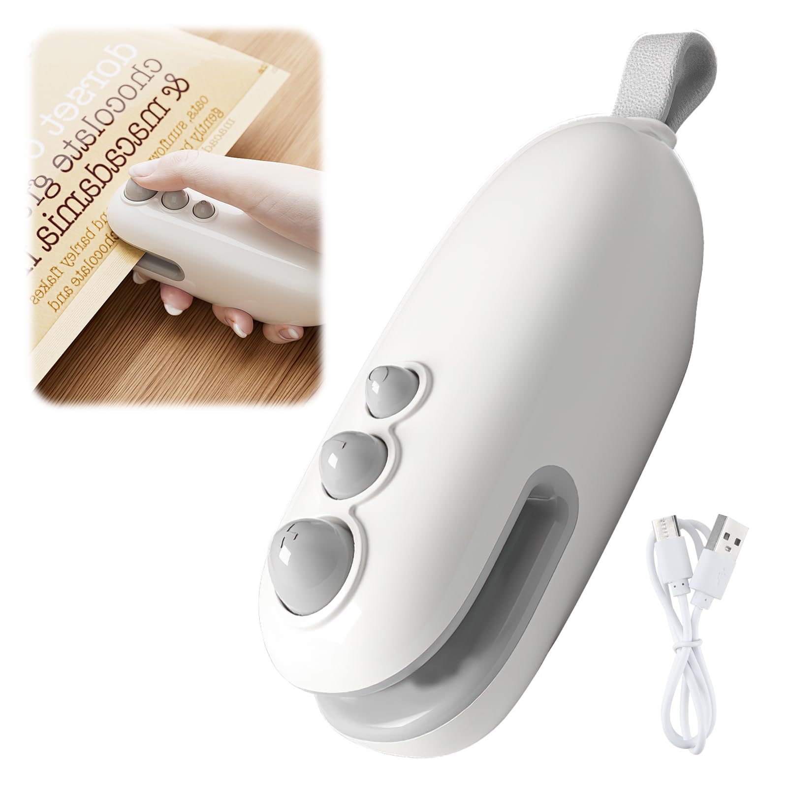 Mini Bag Sealer,Handheld Mini Heat Sealer with Cutter, Portable Rechargeable Bag Sealer for Food Freshness, Magn-etic Storage, No Preheating Required, Ideal for Snacks and Leftovers