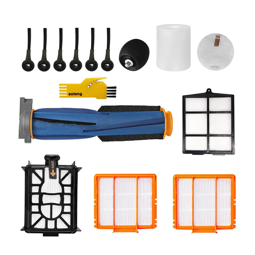 aotengReplacement Accessories Kit for Shark AV2511AE AV2501S AV2501AE RV2502AE RV2520AOUS Robot Vacuum Cleaner 13 Packs 1 Main Brush, 4 Filters, 6 Side Brushes, 1 Front Wheel, 1 Foam Filter