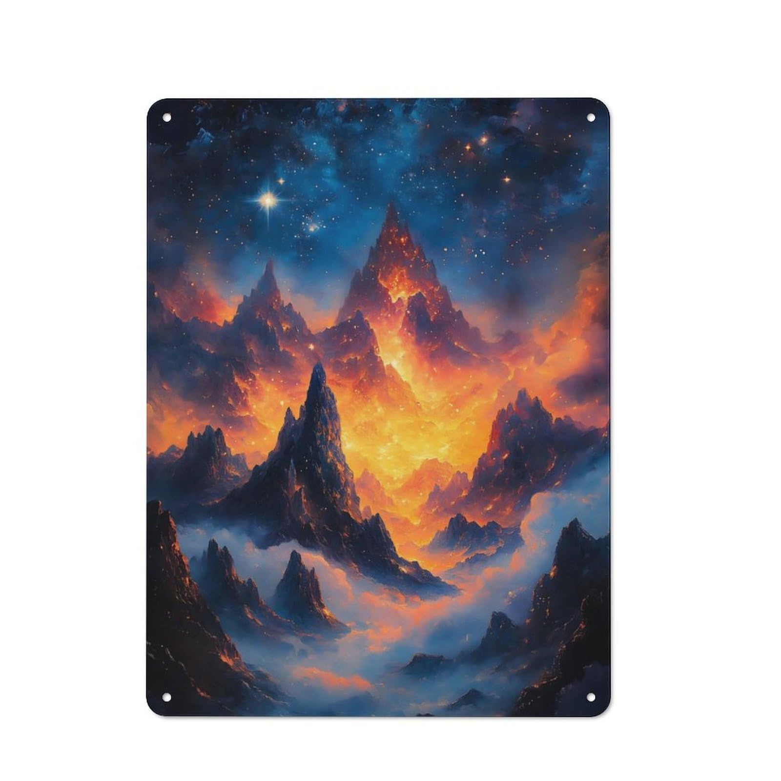 Junmoney Misty Magical Mountains Metal Plaque 40X30cm With For Garage Wall, Vintage Decor, For Vintage Wall Decor Fans, For Metal Sign Collectors