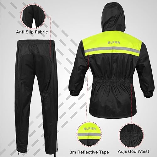 Miniatura 6 de Alpha Cycle Gear - Traje de lluvia para hombre y mujer, chaqueta y pantalón, diseño reflectante e impermeable