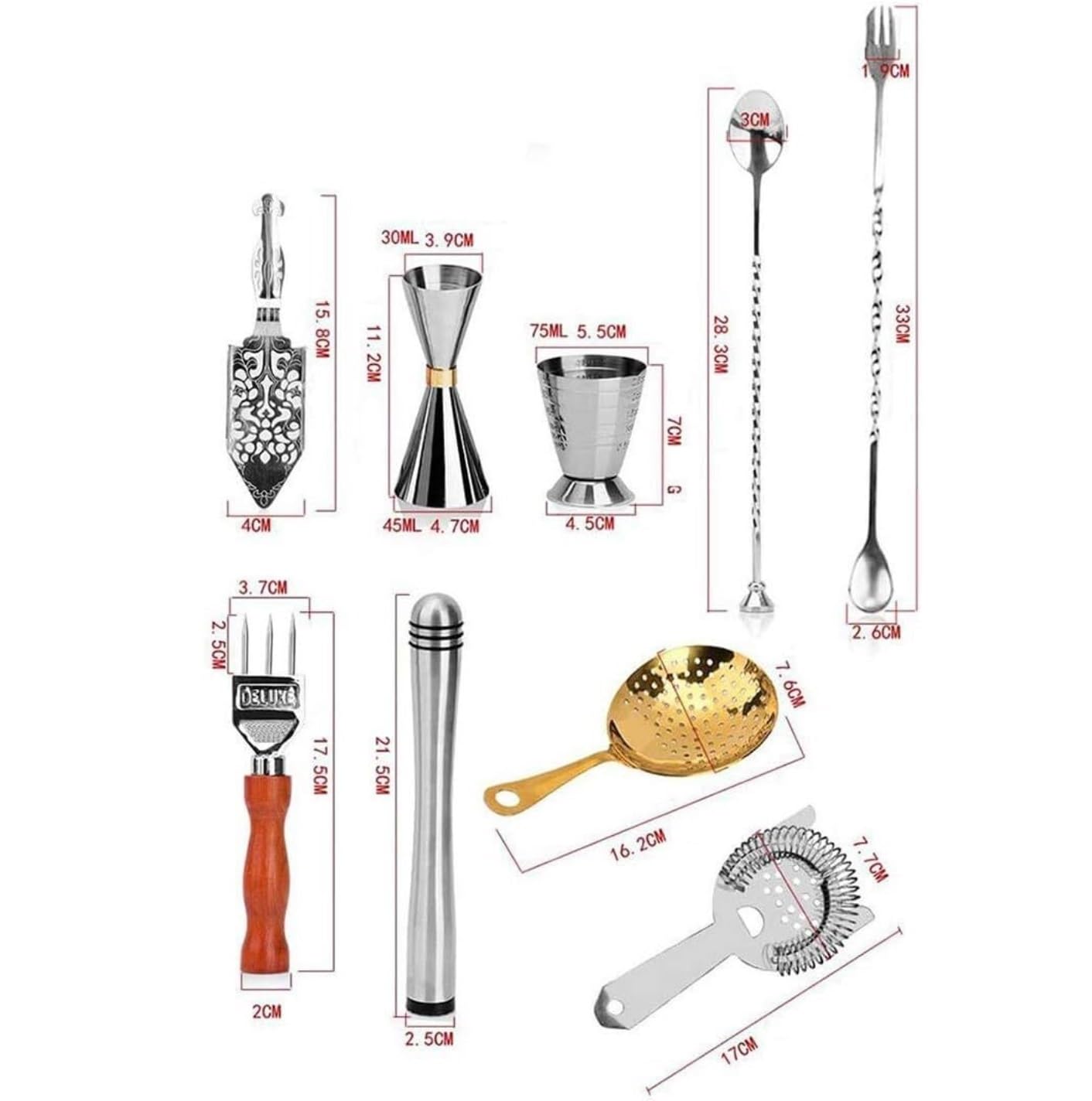 Coctelera de Cóctel,Barman 13 Uds. Kit De Camareros, Juego Cócteles, Herramientas Modernas para Hacer con Bolsa Amantes de Los Cócteles