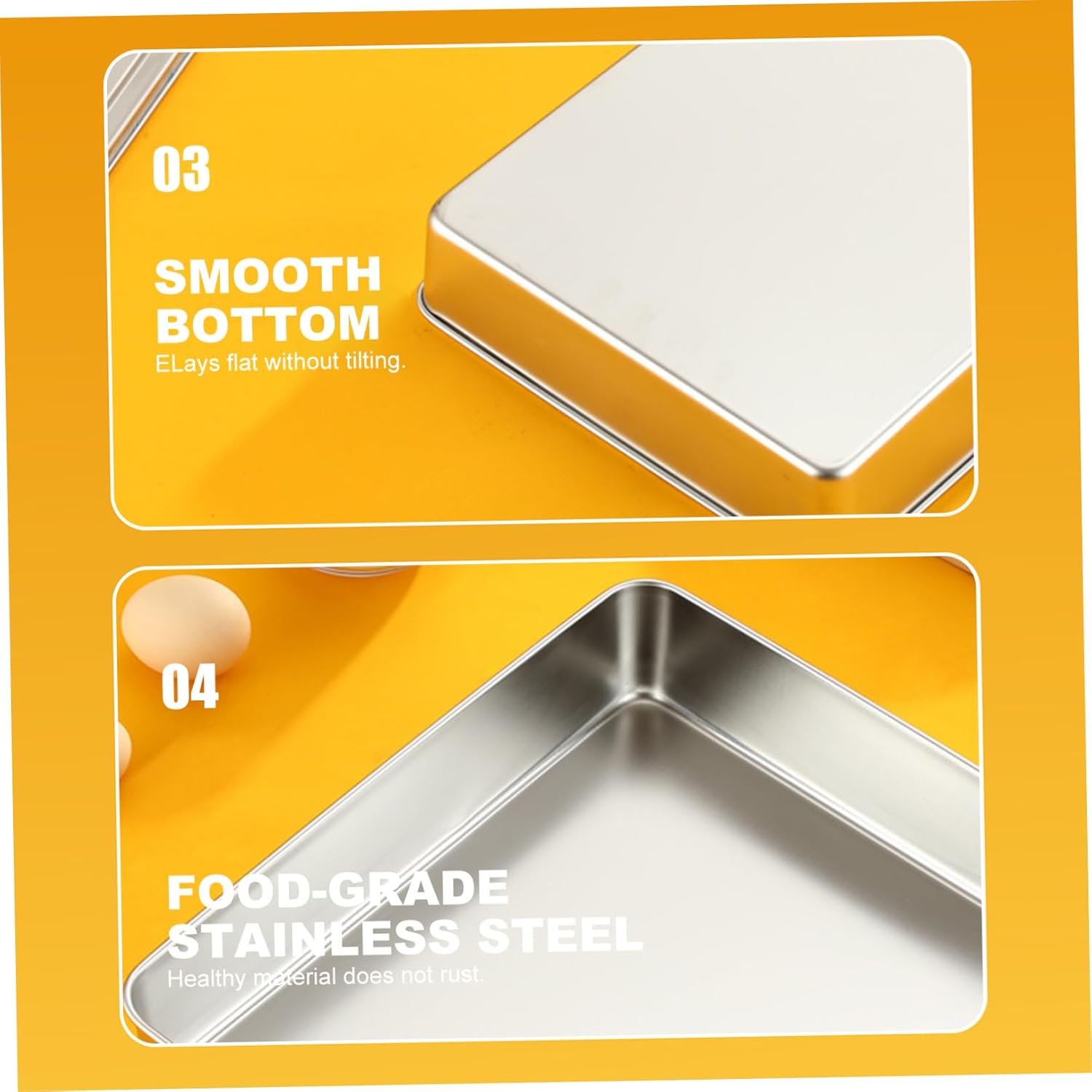 Stainless Steel Baking Pans with Lid, 11x9x3 Inch Heavy Duty Stainless Steel Cake Pans with Clear Lid, Baking Tray for Roasting, Storage, Ideal for Cakes, Brownie, Lasagna