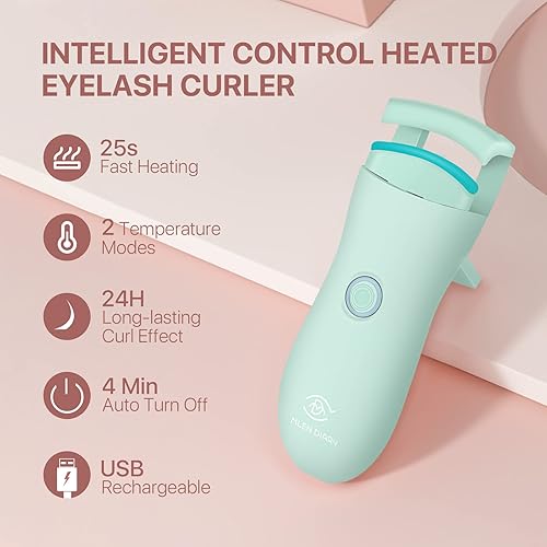 Miniatura 9 de Rizador de pestañas calentado, rizadores de pestañas recargables por USB, rizador de pestañas eléctrico para rizar rápidamente y de larga duración,