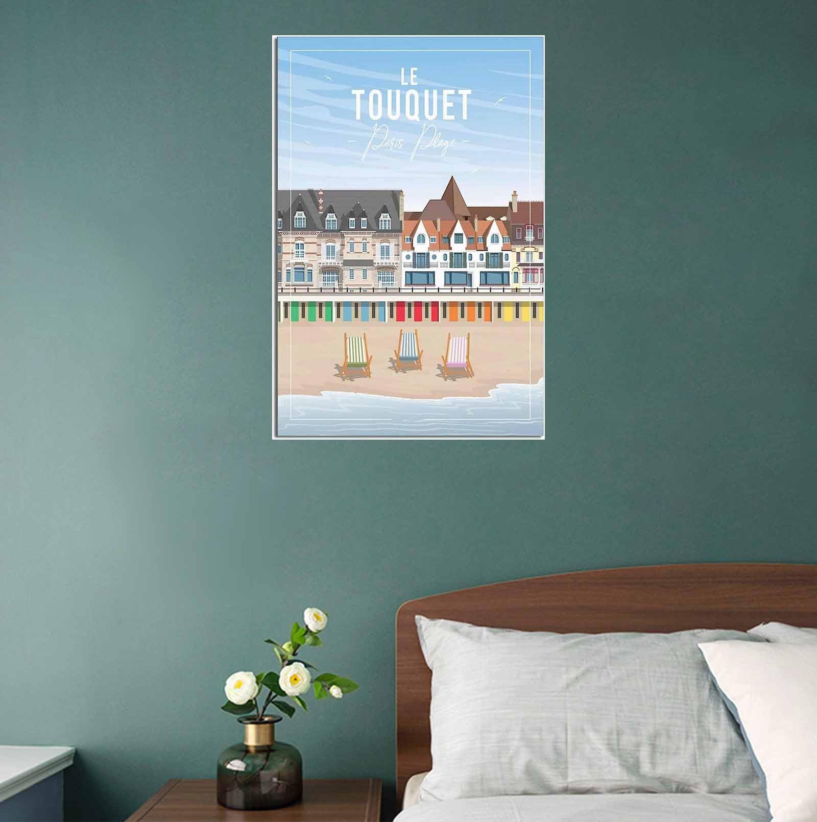 YQCQCS Poster Vintage Sur Toile Plage Du Touquet France - Décoration Murale Haute Qualité
