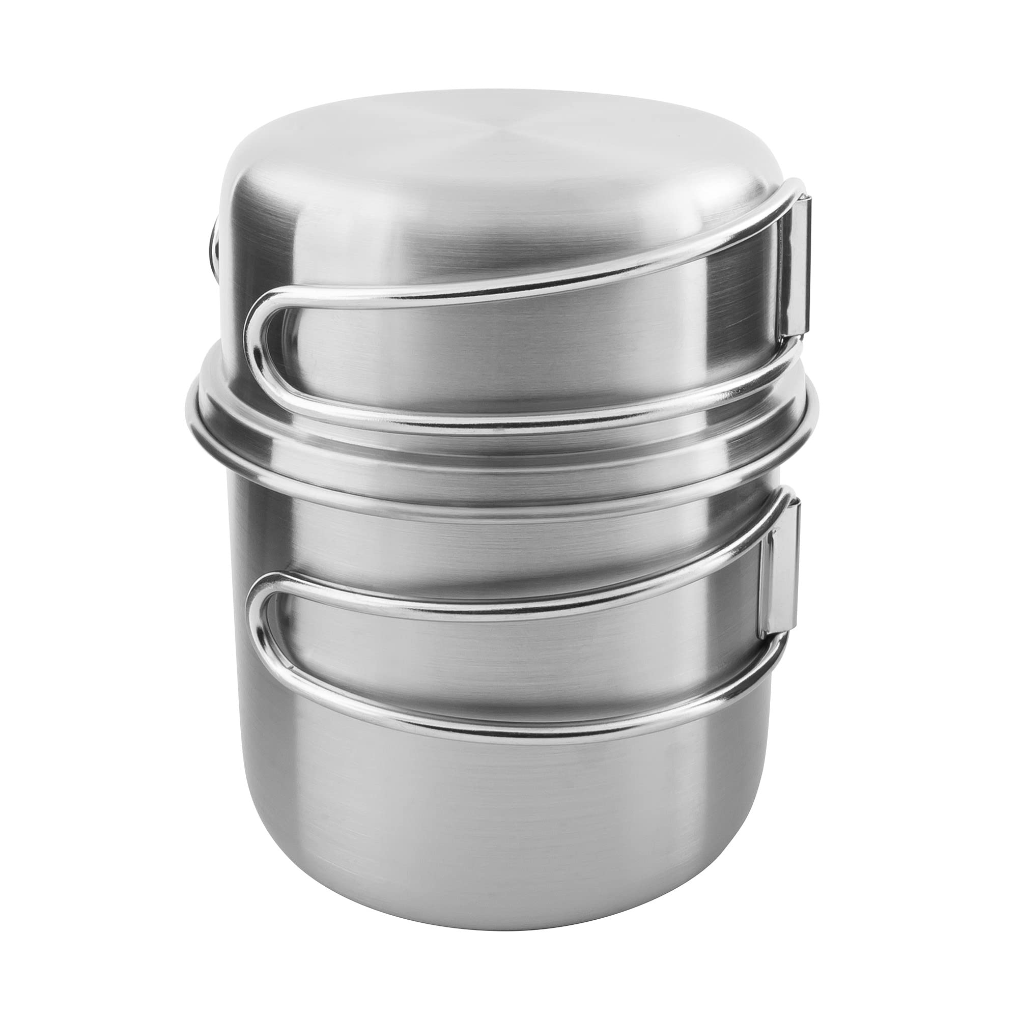 Tatonka Handle Mug 500 ml Set - Stainless Steel Mug Set Consisting of Cup and Lid - With Folding Handles and Volume Scale - Compatible with Nalgene Wide Neck 1L