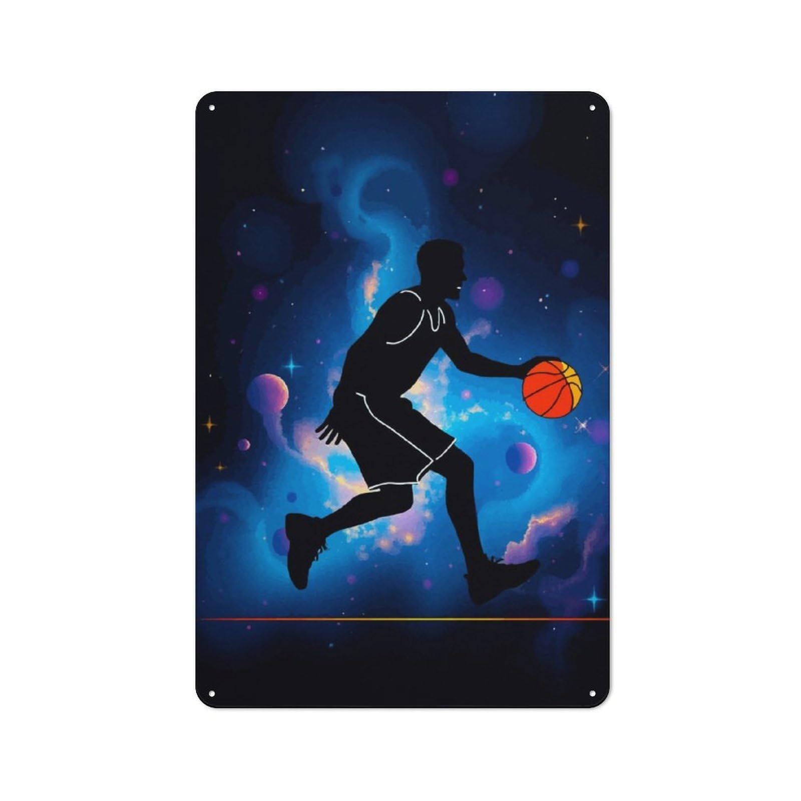 Junmoney Basketball Player In Space Metal Wall Sign 30X20cm Featuring For Home Bar Wall, For Themed Interiors In Home Bars And Entertaining Spaces