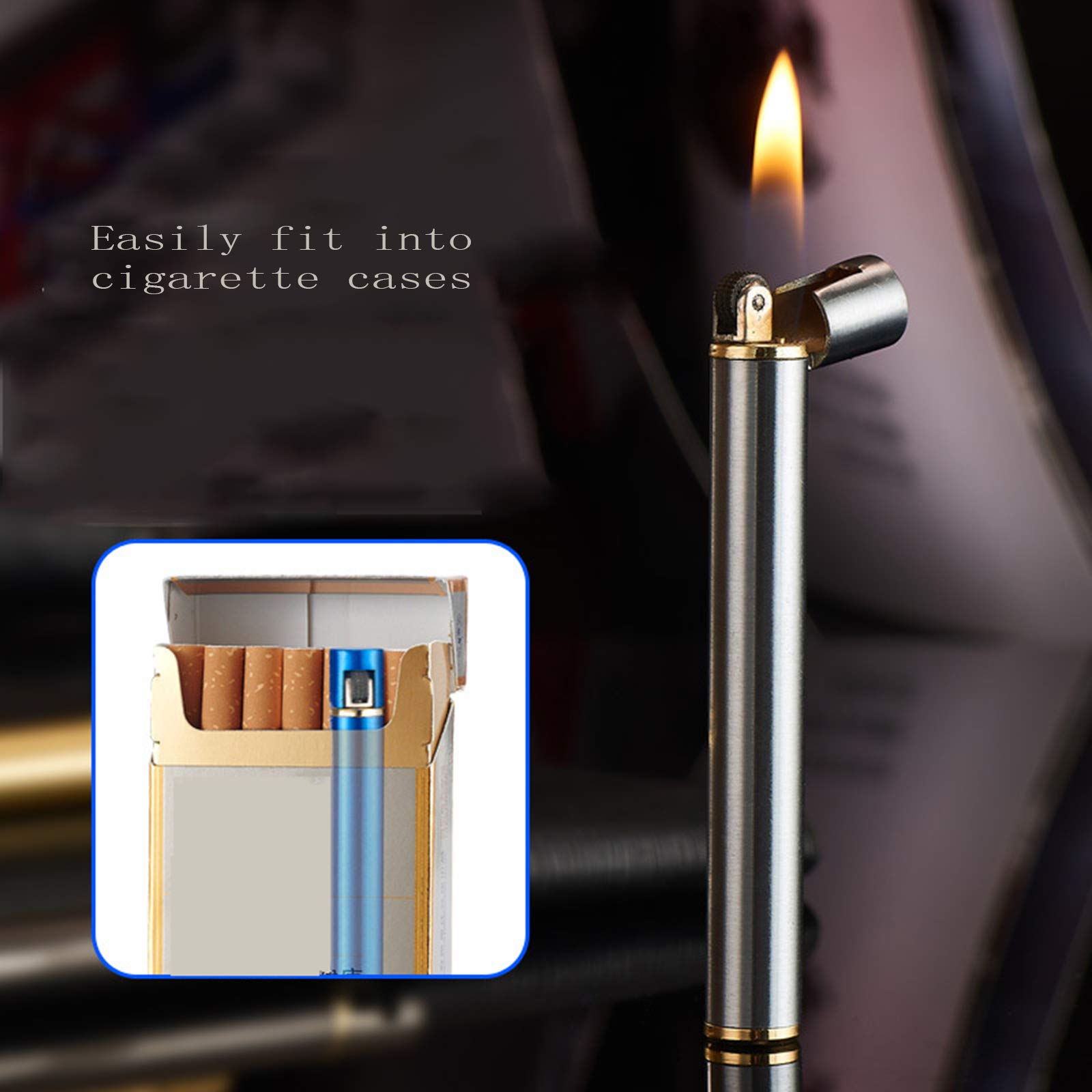 Briquet Butane CréAtivité Gonflable Cigarette Forme Flamme Ouverte Mini  Meule Cylindrique Lighter pour Hommes Femmes (Butane Non Inclus),B :  Amazon.fr: Cuisine et Maison