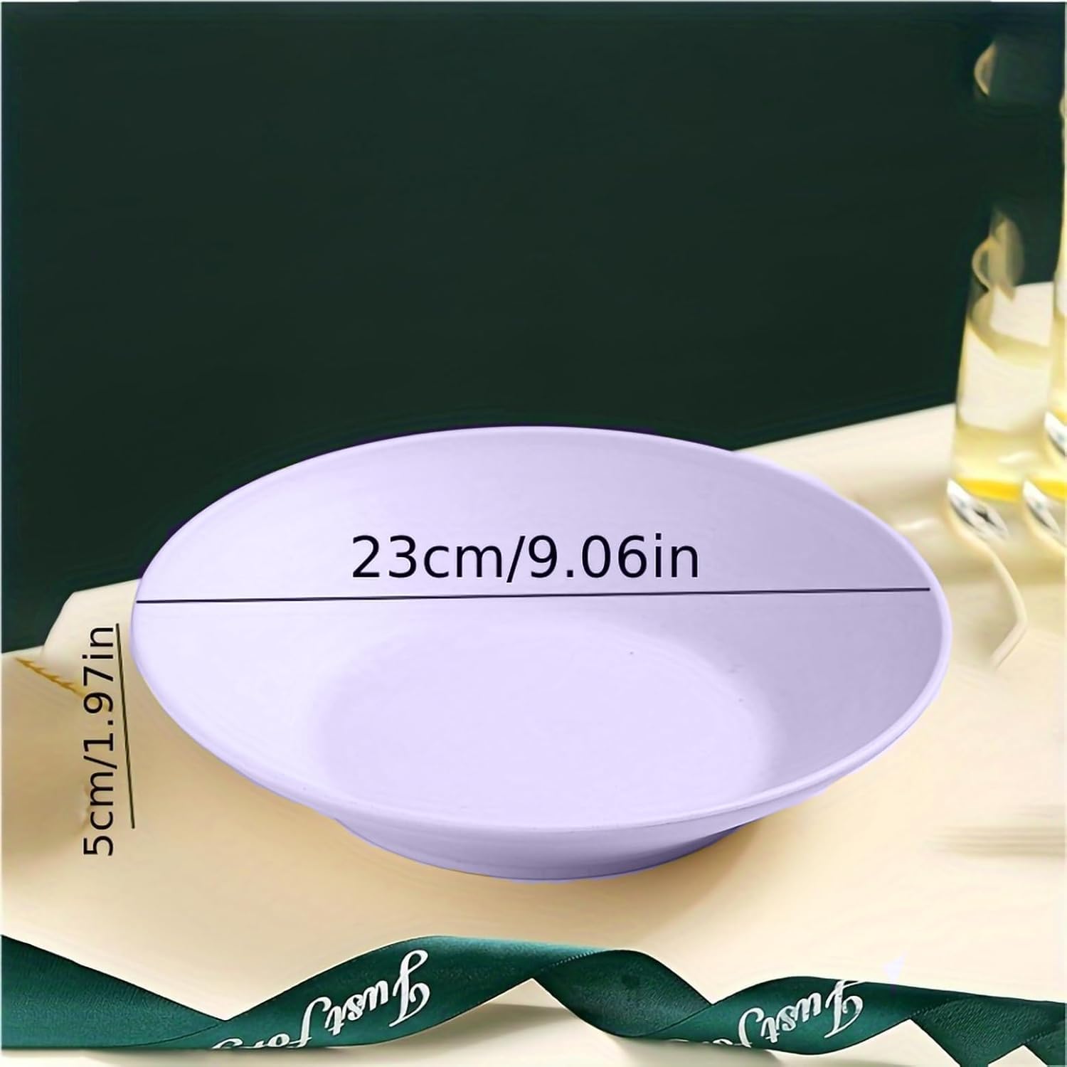 BGVM Wheat Straw Wide Rimmed Soup Bowl Set - 23cm Large Pasta Plates for Spaghetti, Dipping Bread, and Fancy Dinners - Durable & Stylish Dinnerware for Everyday & Restaurant Use (3, Purple) 1