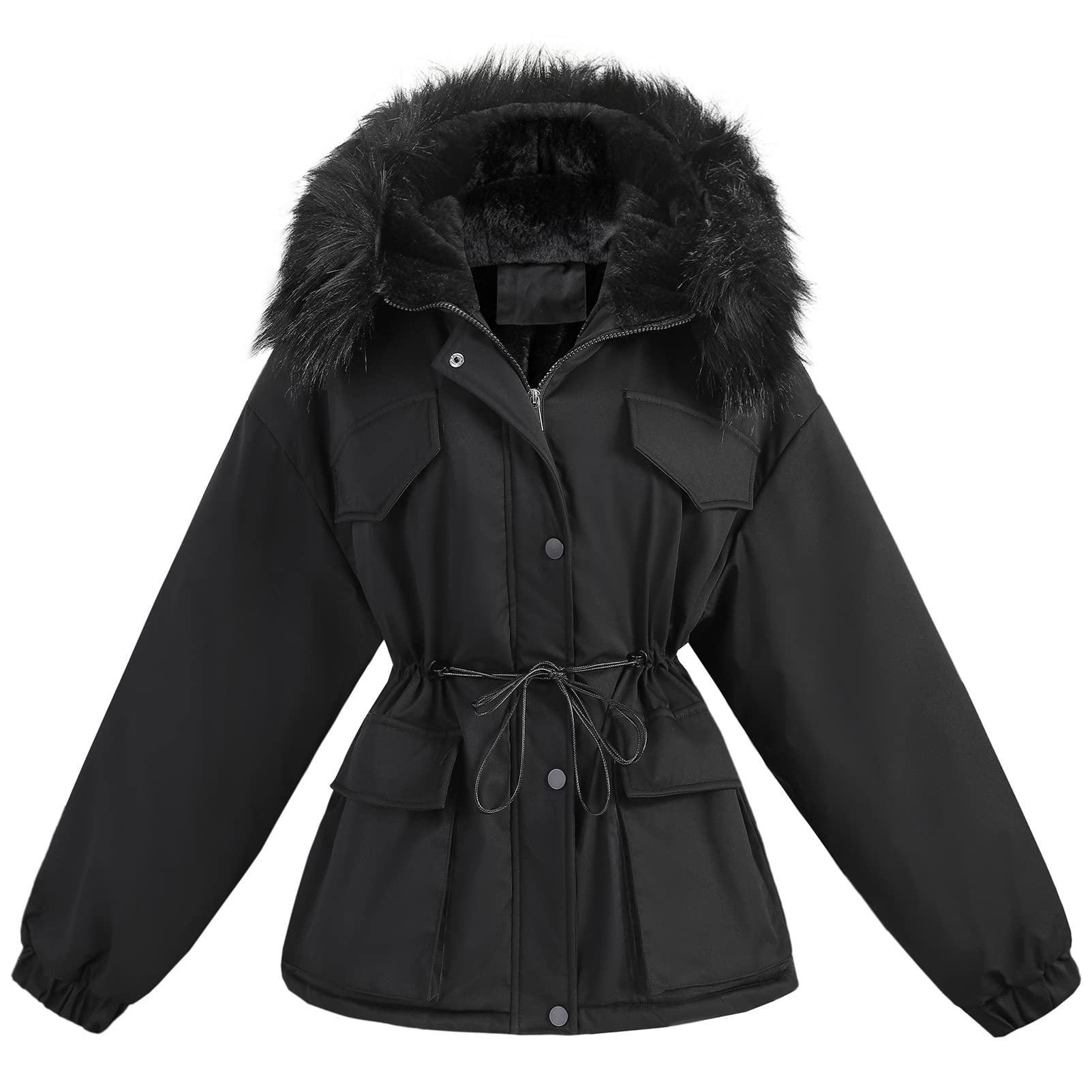 amropi Manteau de Parka Femmes Veste Capuche en Fourrure d'hiver Blouson Manteaux