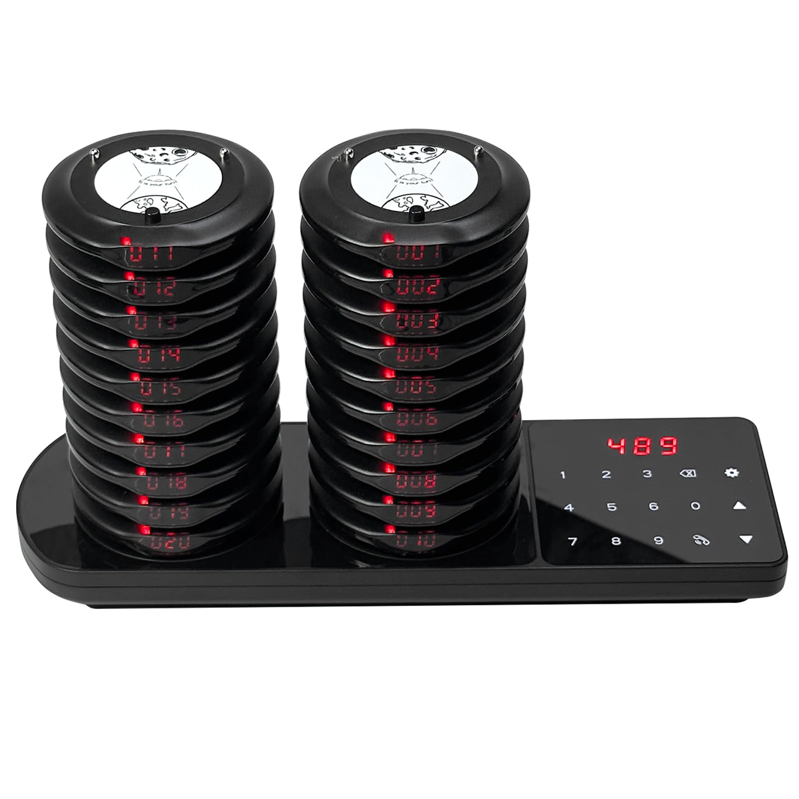 SAILESI Restaurant Pager, Wireless 20 Coaster Beeper Buzzer System, Long Range Waiting Buzzers Queue Calling System, Guest Customer Queue Pagers for Coffee Shop Food Truck Church Nursery Clinic