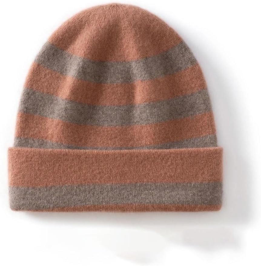 Cashmere Beanies for Women Casual Warm Thickened Knitted Striped Hats Unisex