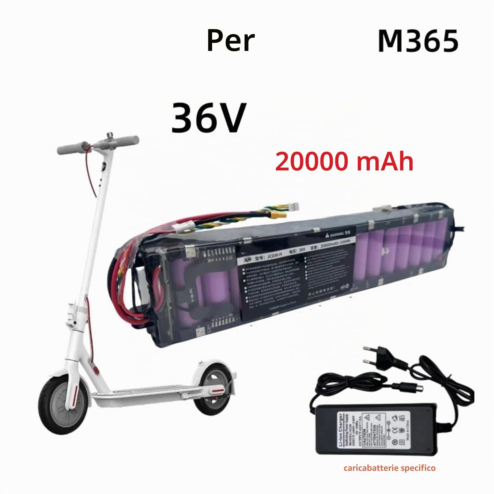 Batteria 36V 20Ah, compatibile con accessori for scooter Xiaomi M365/ M365Pro/ 1S, batteria speciale, batteria for 30 km, BMS(20000mAH -1)